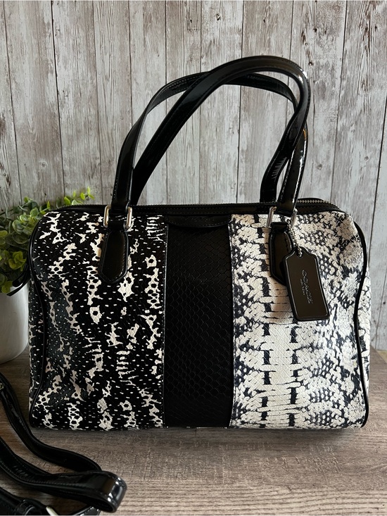 Coach Handbags - Coach Nancy Exotic Black & White Snake-Print Satchel